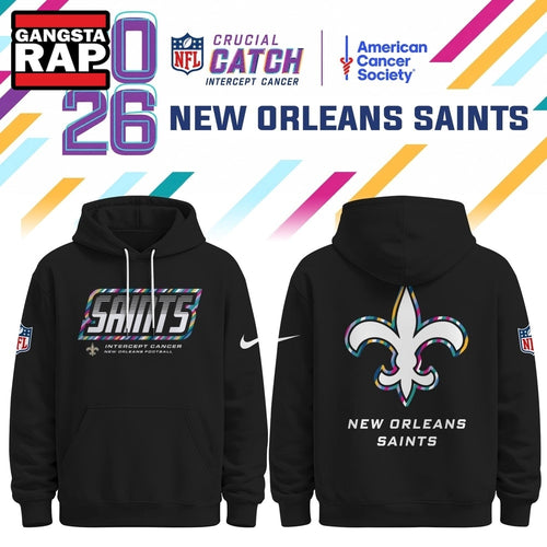 New Orleans Saints NFL Crucial Catch 2026 Limited Edition Black Hoodie Shirt, Football New Design Shirt