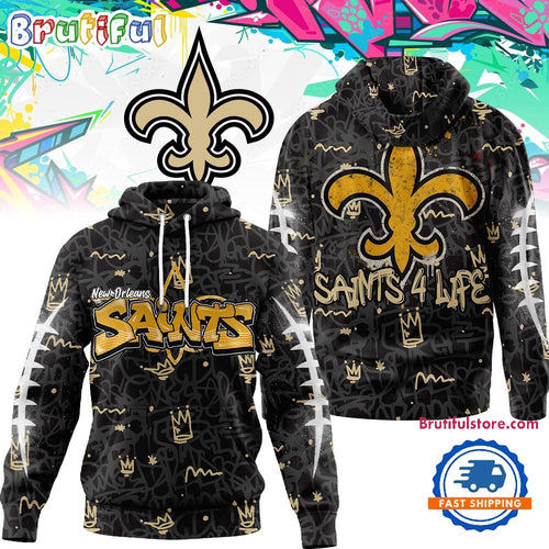New Orleans Saints NFL Special Graffiti My Team 4 Life All Over Print Hoodie Shirt