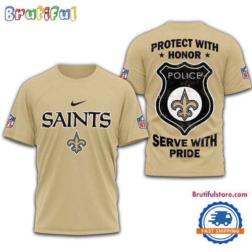 New Orleans Saints Protech With Honor Police Serve With Pride 3D Shirt