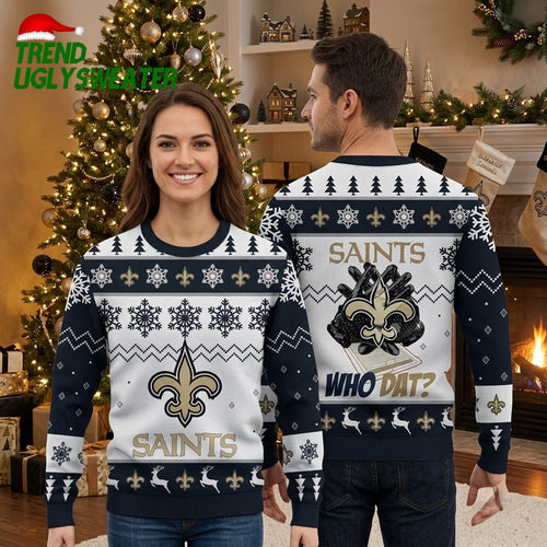 New Orleans Saints Who Dat NFL Christmas Ugly Sweaters