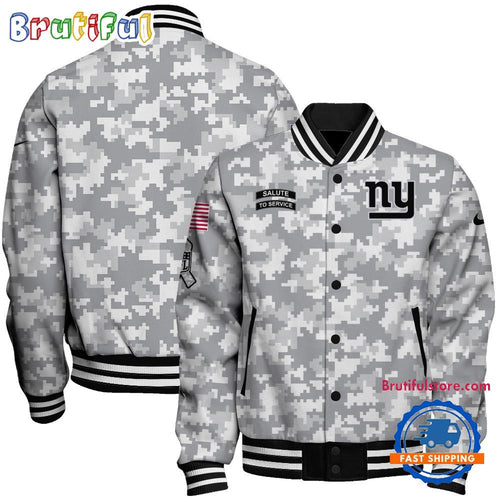 New York Giants National Football League Arctic Camo Salute To Service Veterans Varsity Jacket