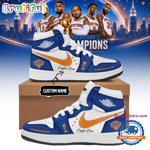 New York Knicks 2026 NBA Finals Champions Air Jordan 1 Hightop Shoes