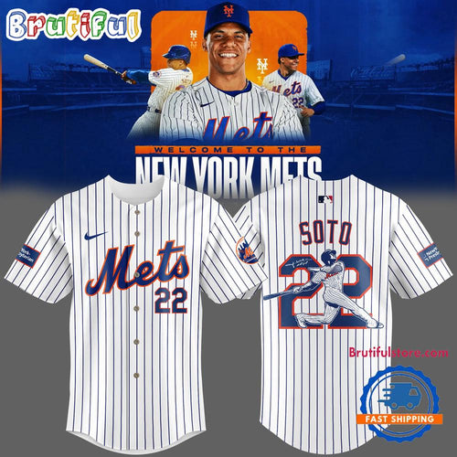 New York Mets Juan Soto 22 With Signature Baseball Jersey