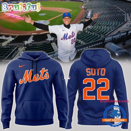 New York Mets Juan Soto 22 With Signature Hoodie Shirt
