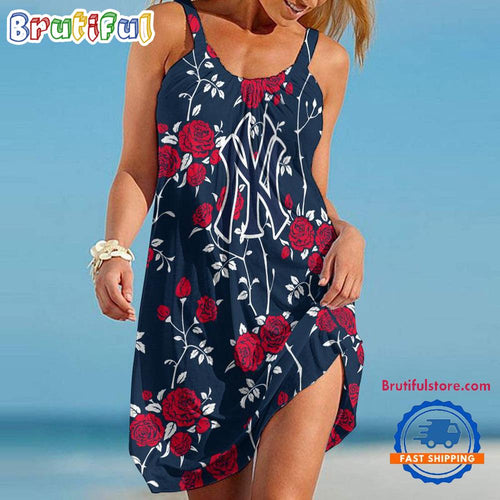 New York Yankees Flower Women’s Summer Beach Sling Dress