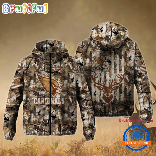 NFL Arizona Cardinals Football Camo Hunting Deer Windbreaker Outdoor Jacket