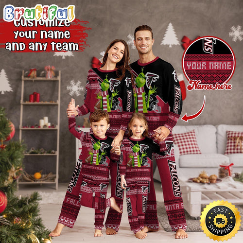 NFL Atlanta Falcons Pajamas Christmas Sports For Family Custom Name Pajamas