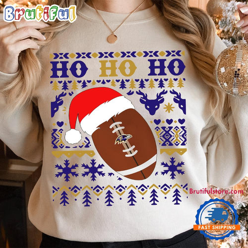 NFL Baltimore Ravens Football Santa Claus Hohoho Christmas Pattern Sweatshirt