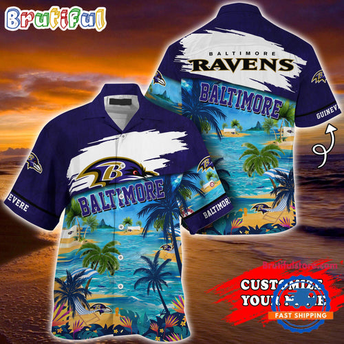 NFL Baltimore Ravens Palm Tree Hot Summer Hawaiian Shirt Gifts Sport Fans