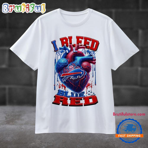 NFL Buffalo Bills I Bleed Blue Red Football Sporty T Shirt