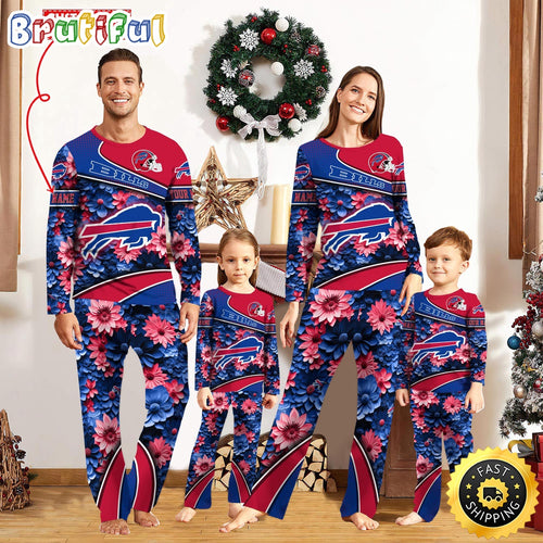 NFL Buffalo Bills Pajamas Flower Sports For Family Custom Name Pajamas