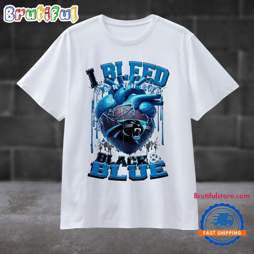 NFL Carolina Panthers I Bleed Black Blue Football Sporty T Shirt