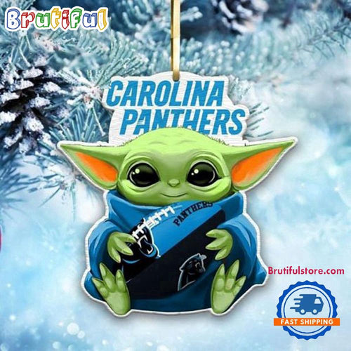 NFL Carolina Panthers Special Baby Yoda Star Wars Movies Christmas Ornament, Football Christmas Tree Ornament