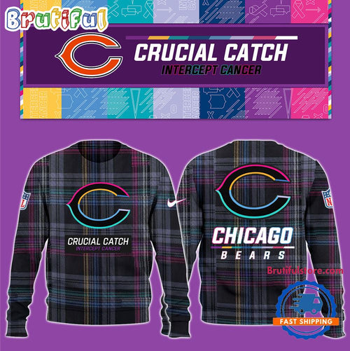 NFL Chicago Bears Football Crucial Catch Intercept Cancer Design New Unisex Sweatshirt, Hoodie, TShirt