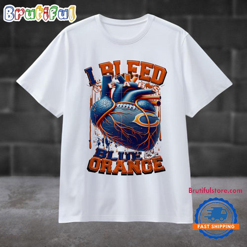 NFL Chicago Bears I Bleed Blue Orance Football Sporty T Shirt