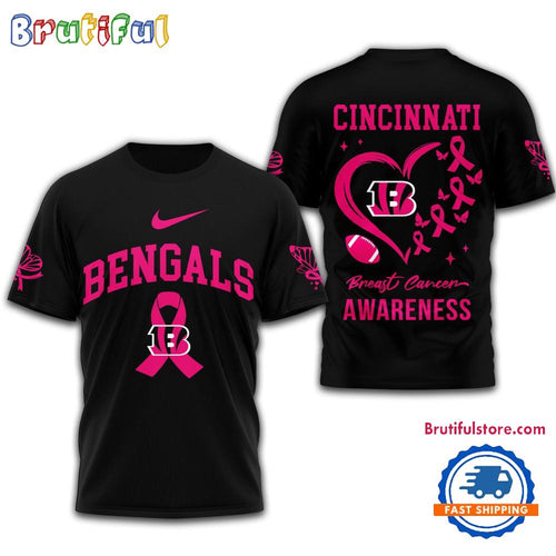 NFL Cincinnati Bengals Football 2025 New Design Breast Cancer Awareness 3D Shirt