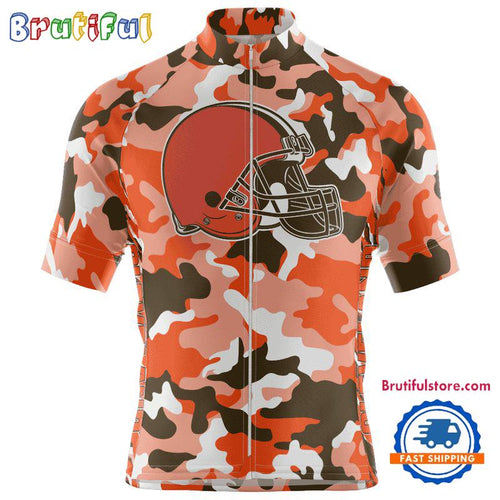 NFL Cleveland Browns Football Team Colorful Camo Cycling Jersey