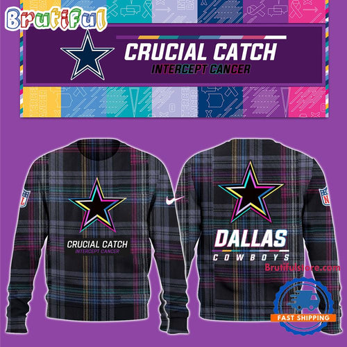 NFL Dallas Cowboys Football Crucial Catch Intercept Cancer Design New Unisex Sweatshirt, Hoodie, TShirt