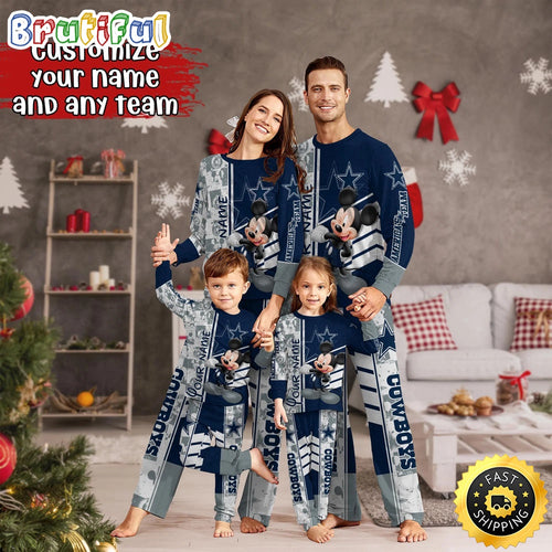NFL Dallas Cowboys Pajamas Mickey Mouse For Family Custom Name Pajamas