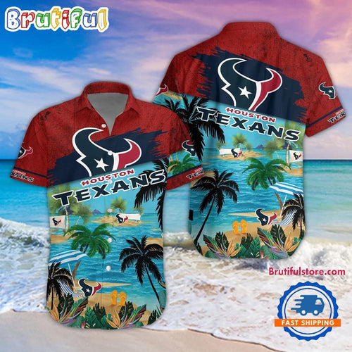 NFL Houston Texans Palm Tree Summer Beach Aloha Hawaiian Shirt