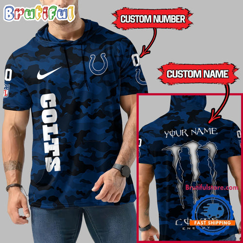 NFL Indianapolis Colts Custom Name Camo Sleeveless Hoodie Design