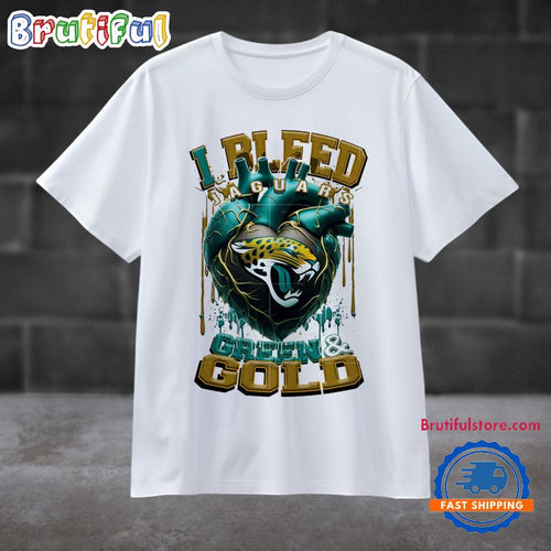 NFL Jacksonville Jaguars I Bleed Green Gold Football Sporty T Shirt