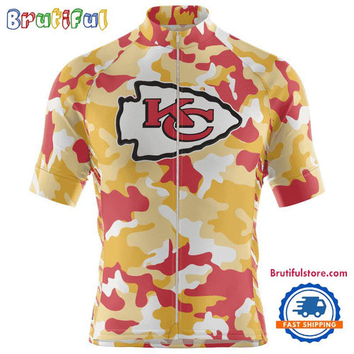 NFL Kansas City Chiefs Football Team Colorful Camo Cycling Jersey