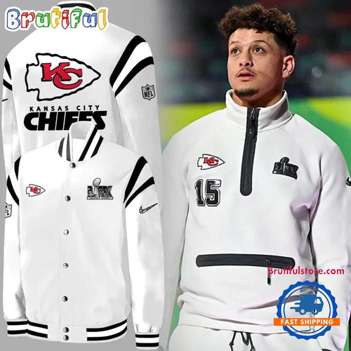 NFL Kansas City Chiefs Super Bowl LIX 2025 Champions New Design White Baseball Jacket