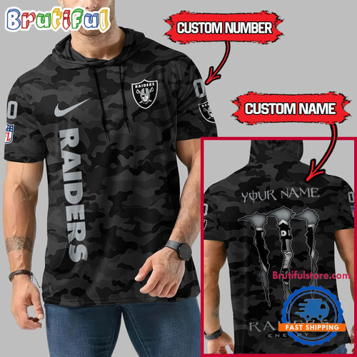 NFL Las Vegas Raiders Custom Name Camo Sleeveless Hoodie Design