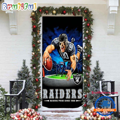 NFL Las Vegas Raiders Mascot Christmas Door Cover, Football Door Cover