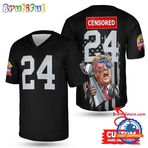NFL Las Vegas Raiders x Donald Trump With Super Bowl Trophy Limited Edition Football Jersey