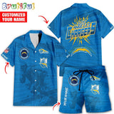 NFL Los Angeles Chargers Combo Hawaiian Shirt And Shorts, Football Summer Beach Hawaiian Sets