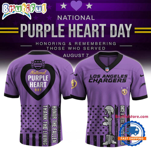 NFL Los Angeles Chargers Purple Heart Day Limited Edition Football Jersey