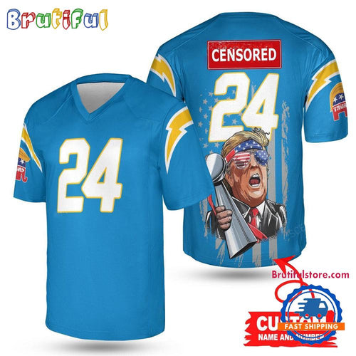 NFL Los Angeles Chargers x Donald Trump With Super Bowl Trophy Limited Edition Football Jersey