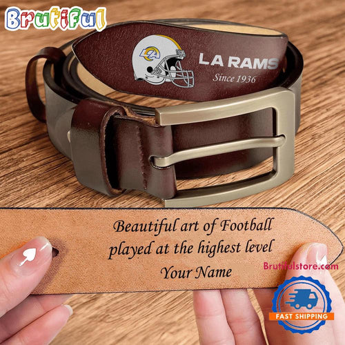 NFL Los Angeles Rams Football Team Logo Helmets Custom Men’s Leather Belt