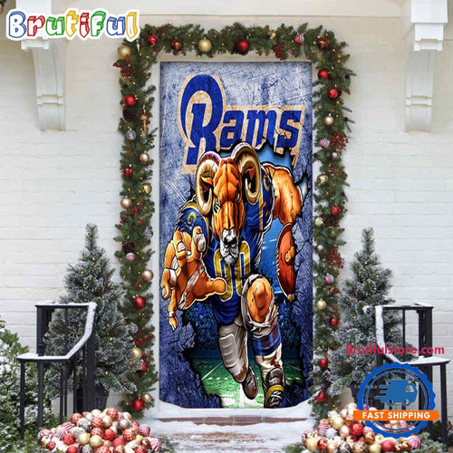 NFL Los Angeles Rams Mascot Christmas Door Cover, Football Door Cover