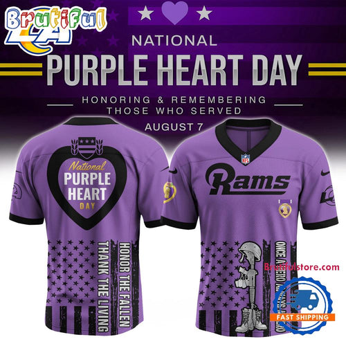 NFL Los Angeles Rams Purple Heart Day Limited Edition Football Jersey