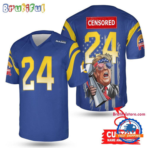 NFL Los Angeles Rams x Donald Trump With Super Bowl Trophy Limited Edition Football Jersey