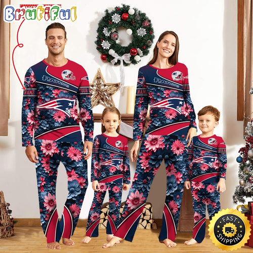 NFL New England Patriots Pajamas Flower Sports For Family Custom Name Pajamas