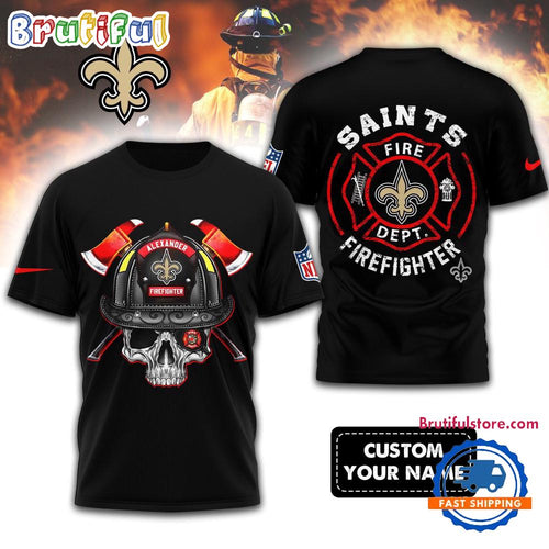 NFL New Orleans Saints Football Team Fire Fighter Unisex 3D Shirt