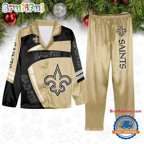 NFL New Orleans Saints Special Football Team Winter Season Satin Pajamas Set