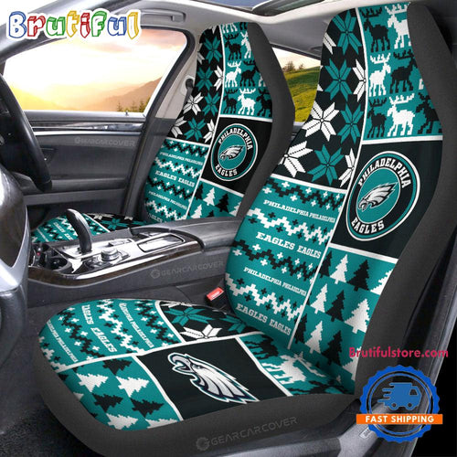 NFL Philadelphia Eagles Design Christmas Car Seat Covers, Football Xmas Car Decor