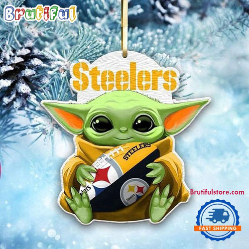 NFL Pittsburgh Steelers Special Baby Yoda Star Wars Movies Christmas Ornament, Football Christmas Tree Ornament