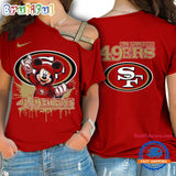 NFL San Francisco 49ers Mickey Mouse Women’s Cross Strap Shoulder Shirt, Football One Shoulder Shirt