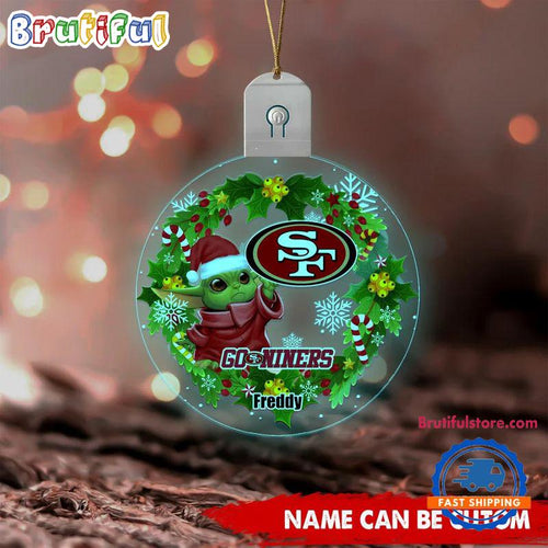 NFL San Francisco 49ers Special Baby Yoda SW Movies Christmas Circle Led Acrylic Ornament