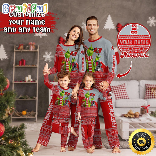 NFL Tampa Bay Buccaneers Pajamas Christmas Sports For Family Custom Name Pajamas