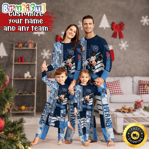 NFL Tennessee Titans Pajamas Mickey Mouse For Family Custom Name Pajamas