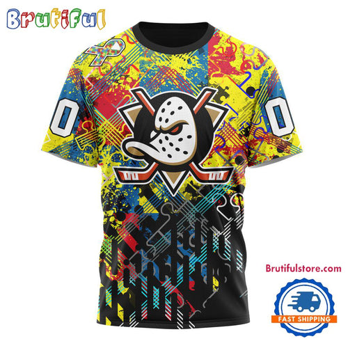 NHL Anaheim Ducks Hockey Logo Team Autism Awareness Design TShirt, Sweatshirt, Hoodie