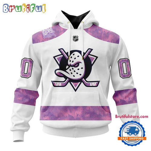 NHL Anaheim Ducks Personalized Hockey Fight Cancer Design Limited New Hoodie, Hockey Fight Cancer 3D Shirt