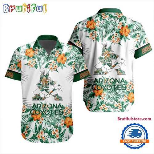 NHL Arizona Coyotes Special Flower Tropical Design Hawaiian Button Shirt